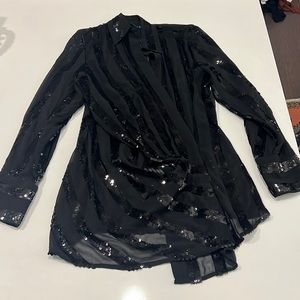 Zara Black Sequin Tunic Top Asymmetrical Drop